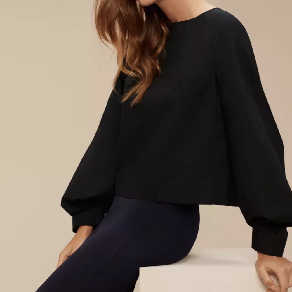 New Aritzia Babaton Niki poplin blouse black xxs